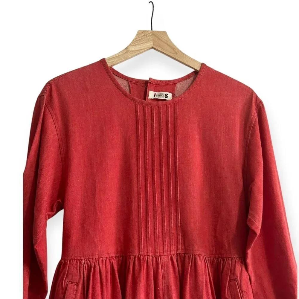 "I.S." ISSEY SPORT Red Midi Dress, Size M,  Rare from Vintage 80S - Picture 12 of 16